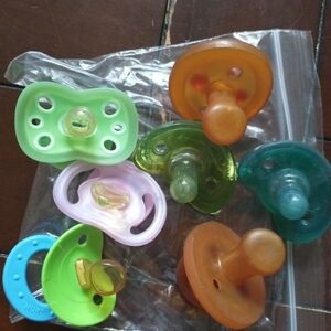 Assorted Baby Pacifiers + Brush Teether  Multi Color Set